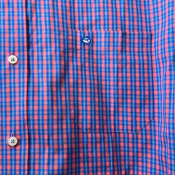 Southern Tide Men’s Cotton Button Down Sports Shirt. Blue/Red Plaid. XL. EUC. - Picture 3 of 8